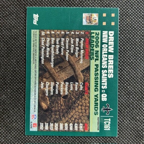 2007 Topps Chrome Drew Brees Blue Refractor New Orleans Saints TC161 - Picture 2 of 2